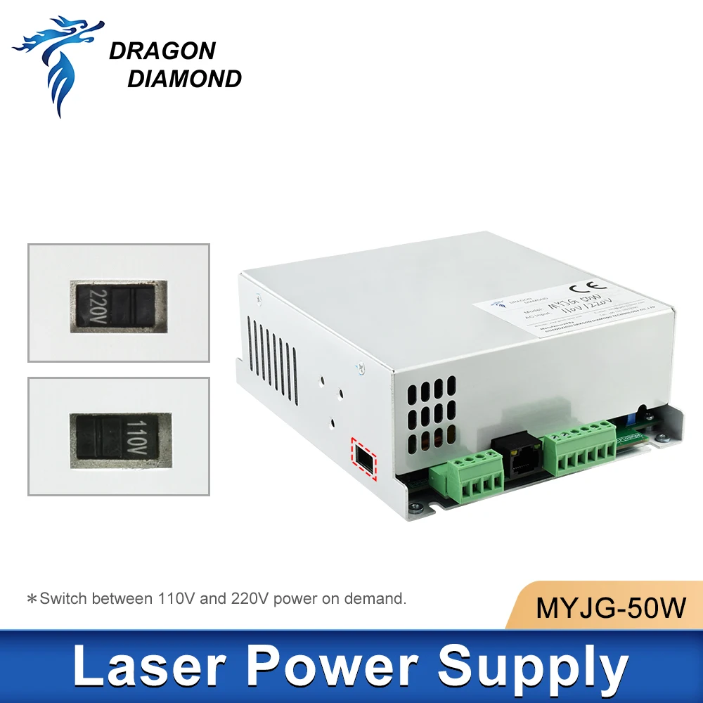 50W MYJG Co2 Laser Power Supply 110V-220V For 3020 4040 4060 Laser Tube Engraving Cutting Machine