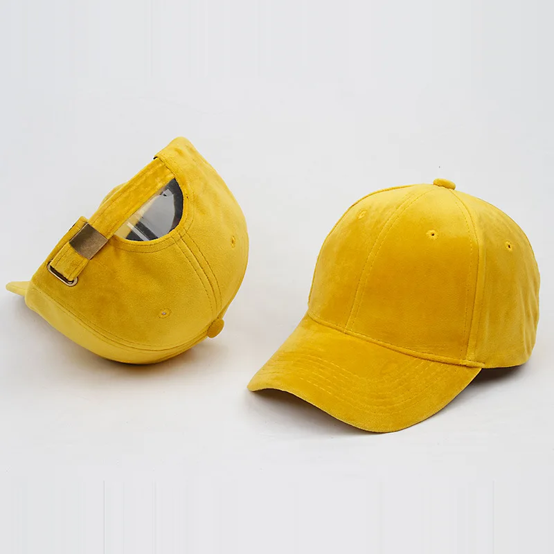 New Ladies Baseball Cap Velvet Light Board Solid Color Hat Outdoor Couple Hat Male Autumn and Winter Sun Hat Casquette