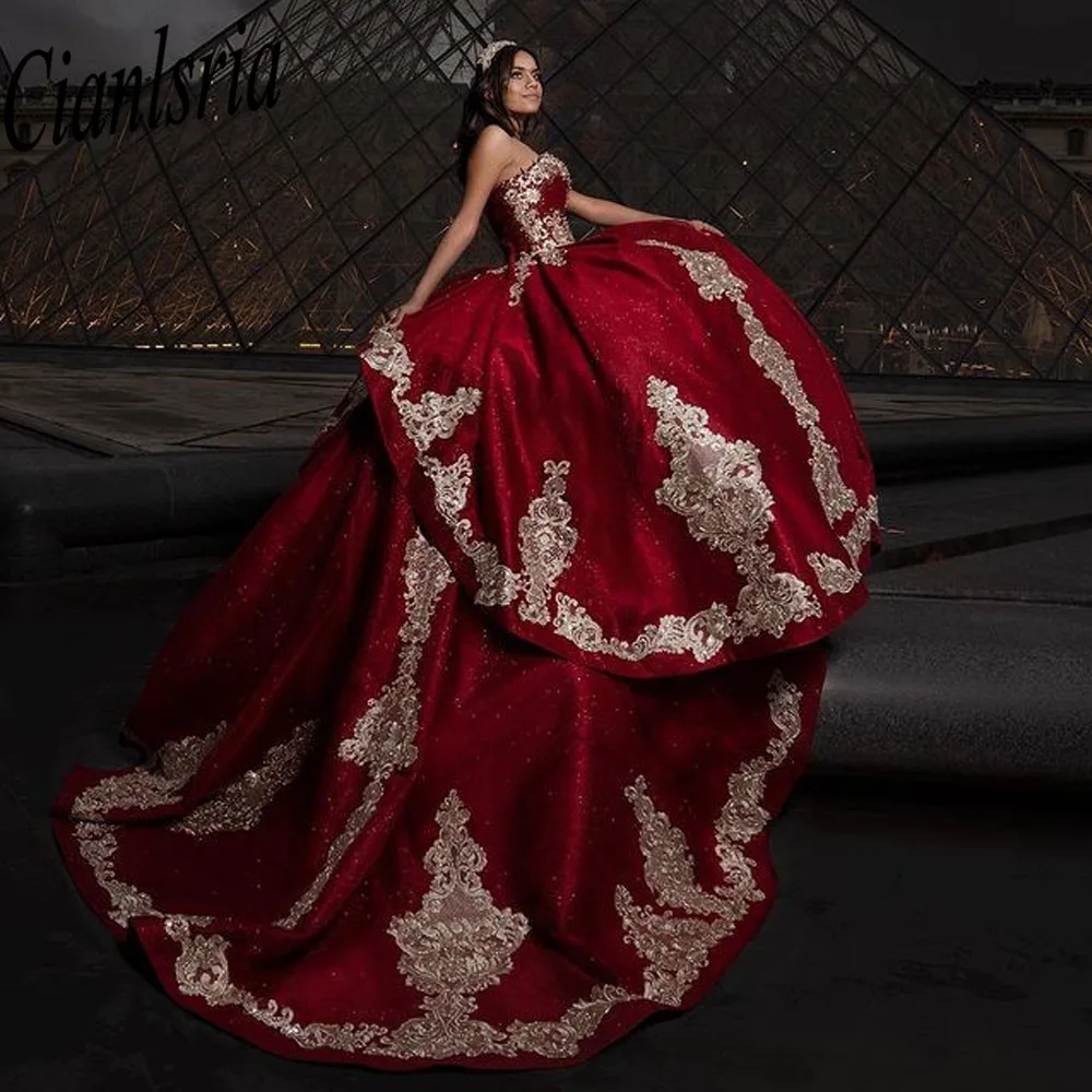 

Burgundy Quinceanera Dresses 2023 Charro Florals Ball Gown Prom Dress Masquerade Sweet 15 Year old Birthday vestidos de Xv