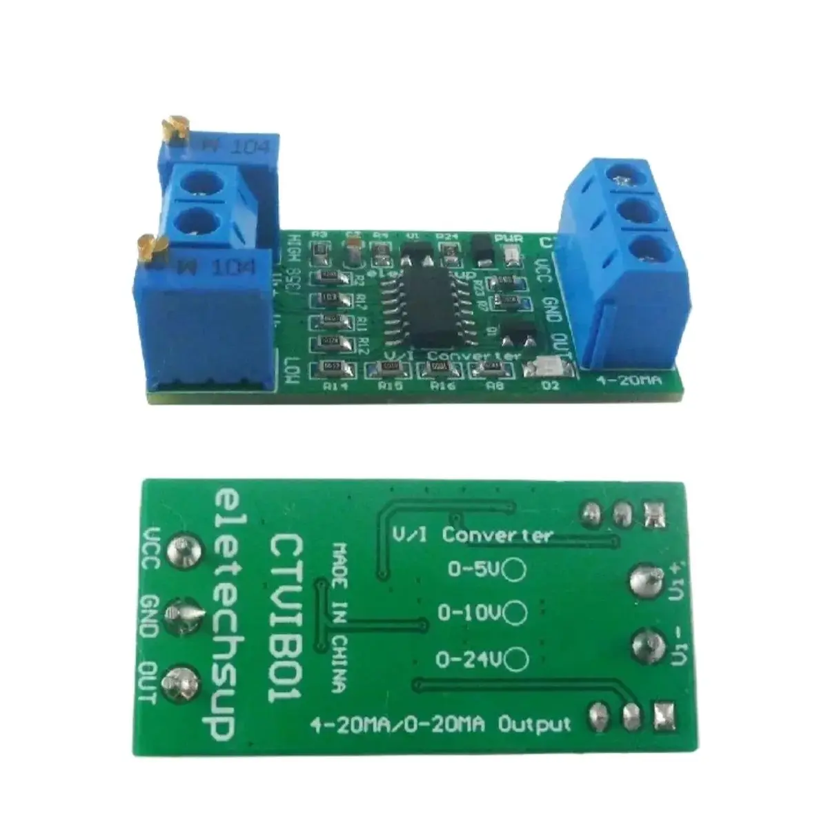 CTVIB01 V/I Converter Module 0-5V 10V 24V to 4-20mA Range Adjustable Voltage to Current Transmitter Linear