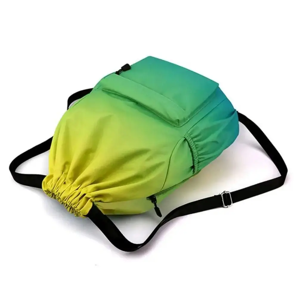 Nylon Portable Sports Backpack Portable Leisure Style Gradient Color Waterproof Bag Drawstring Waterproof