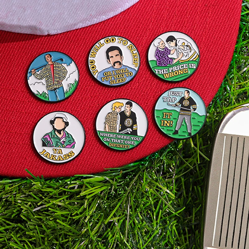 Creative Just Tap In It Golf Cap Clips Cartoon Funny Print Golf Magnetic Attraction Marker Enamel Pins Cute Brooches Lapel Badge