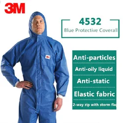 3M Protective Coverall 4532 Unisex Anti Static Chemical Liquid Splash Radiation Resistant Oily Particles Effectively Protection