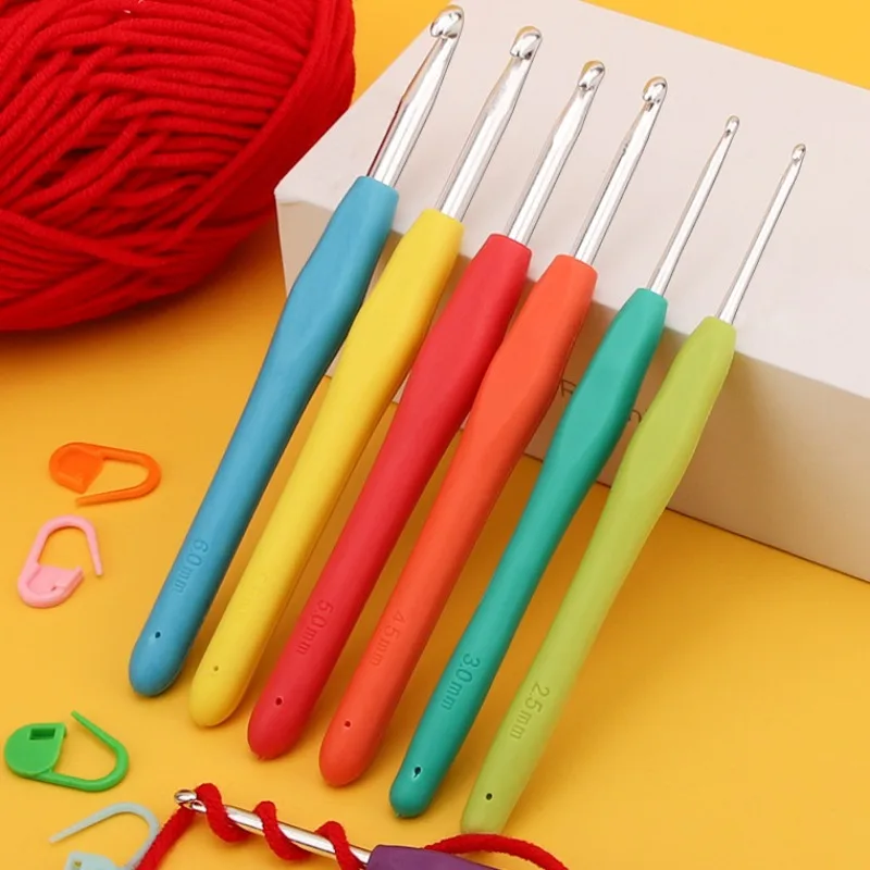 Colorful Plastic Handle Alumina Crochet Hooks, Knitting Needles, Weave Sewing Needles Tool, Knit Craft Yarn Accessories