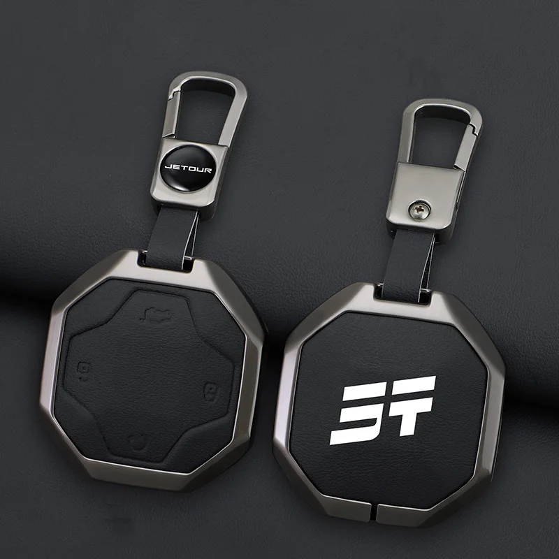 

Car Smart Remote Key Case Cover For Chery Jetour T2 Traveler 2023 2024 Alloy Leather Shell Holder Protector Fob Accessorie