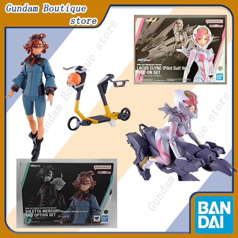 Bandai Genuine SHF GUNDAM LACUS CLYNE(Pilot Suit) SULETTA MERCURY(Regular Uniform) Anime Action Figure Model Toys Gift Children