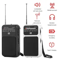 Telescopic Antenna Radio Built-in Speaker Mini Radio Receiver Battery Operated with 3.5mm Headphone Jack for Senior Home Walking
