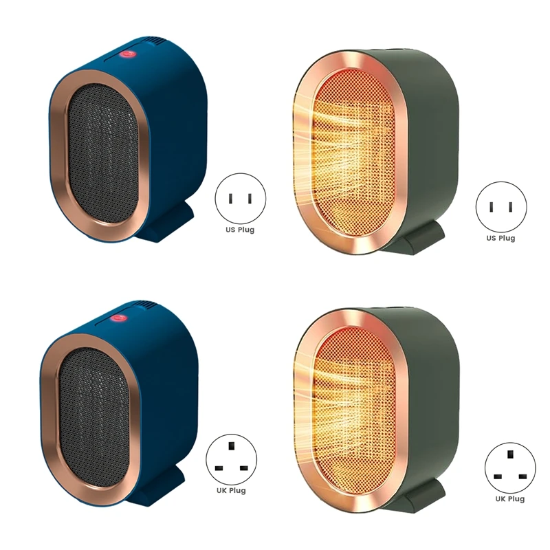 

Нагреватель Настольный небольшой обогреватель Электрический обогреватель Студенческое общежитие Отопление Вентилятор горячего воздуха Зеленый британский штекер Прочный Простой в использовании