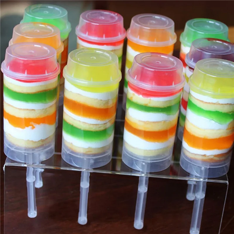 

A03F-80Pcs Food Pusher Round Shaped Push-Pops Cake Cup With Lid Cake Push Pops Containers Cakepop Round Plastic Container