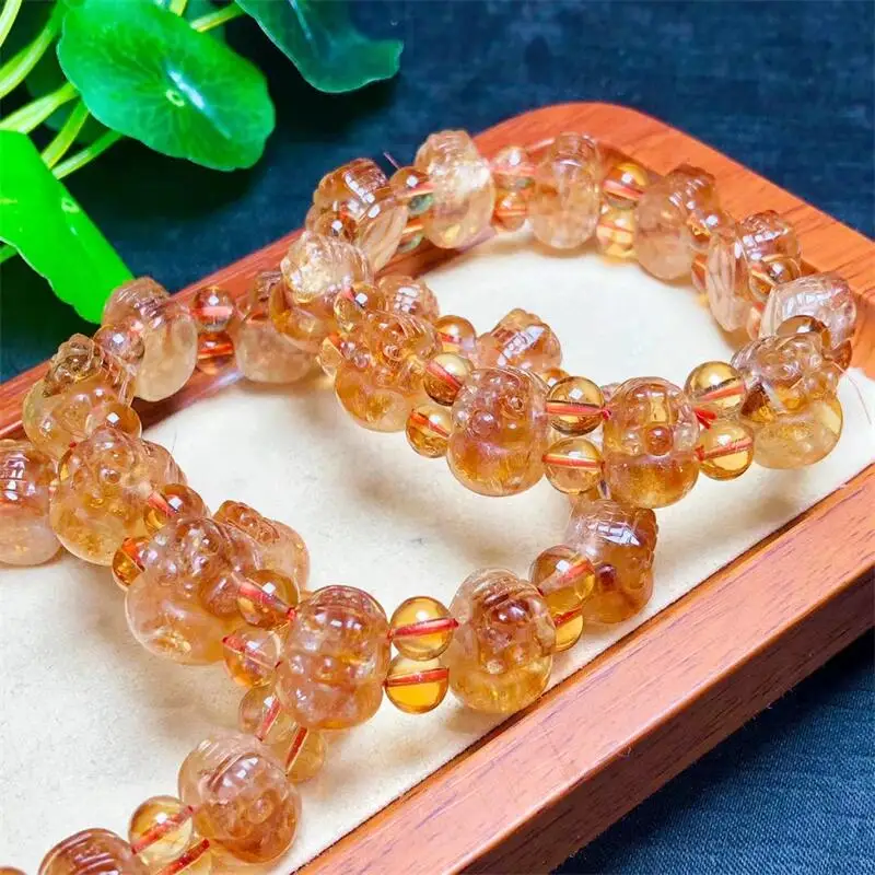 

Браслет из натурального цитрина пиксиу, кварцевый стрейчевый браслет ручной работы с кристаллами, подарок для детей на день рождения, 1 шт., 11 х15 мм