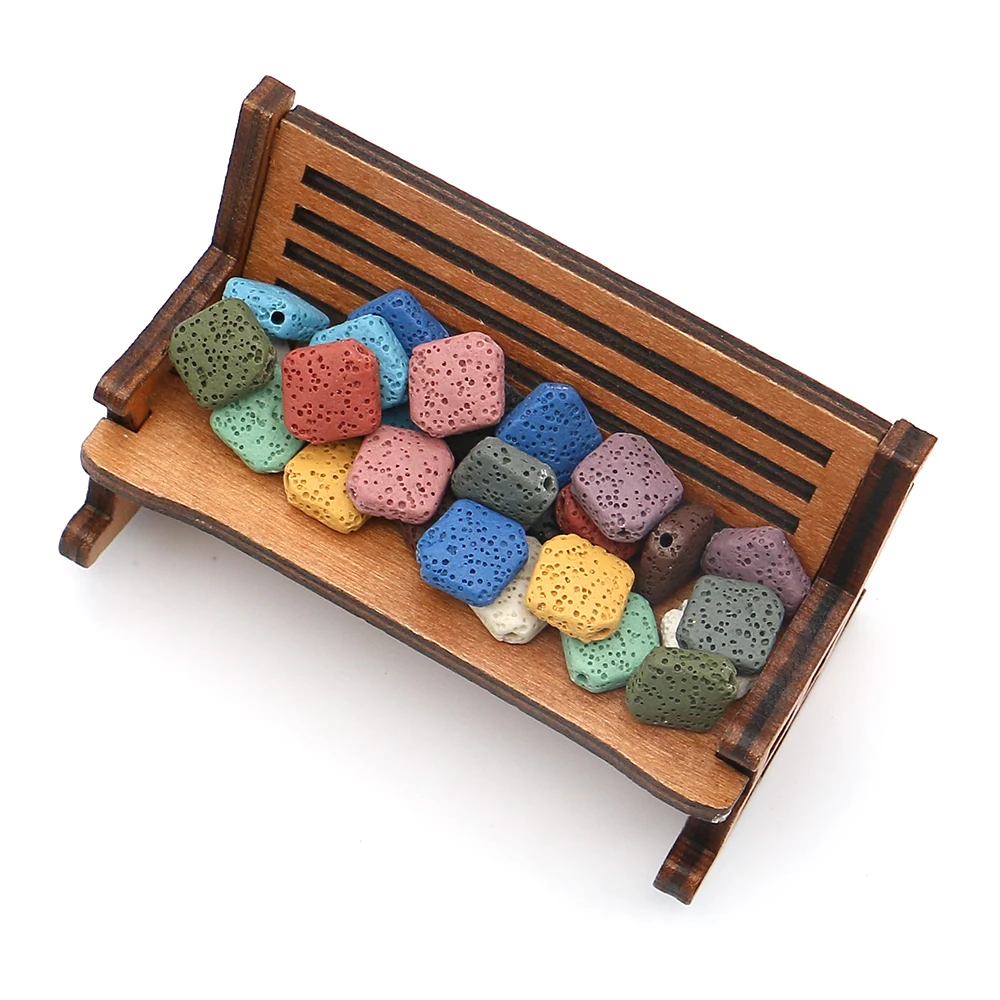 

20 Pcs Volcanic Rock Rhombic Loose Beads High Quality DIY Accessory Necklace Bracelets Material Multiple Colors Optional 14x14mm