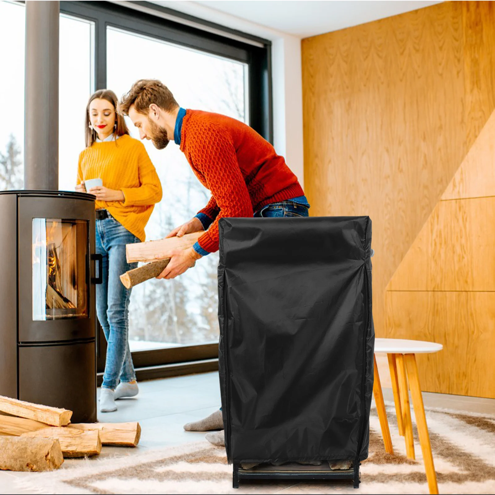 

Firewood Rack Cover Waterproof Heavy Duty Oxford Cloth Outdoor Wood Storage Protector Garden Yard Firewood Rain Cover