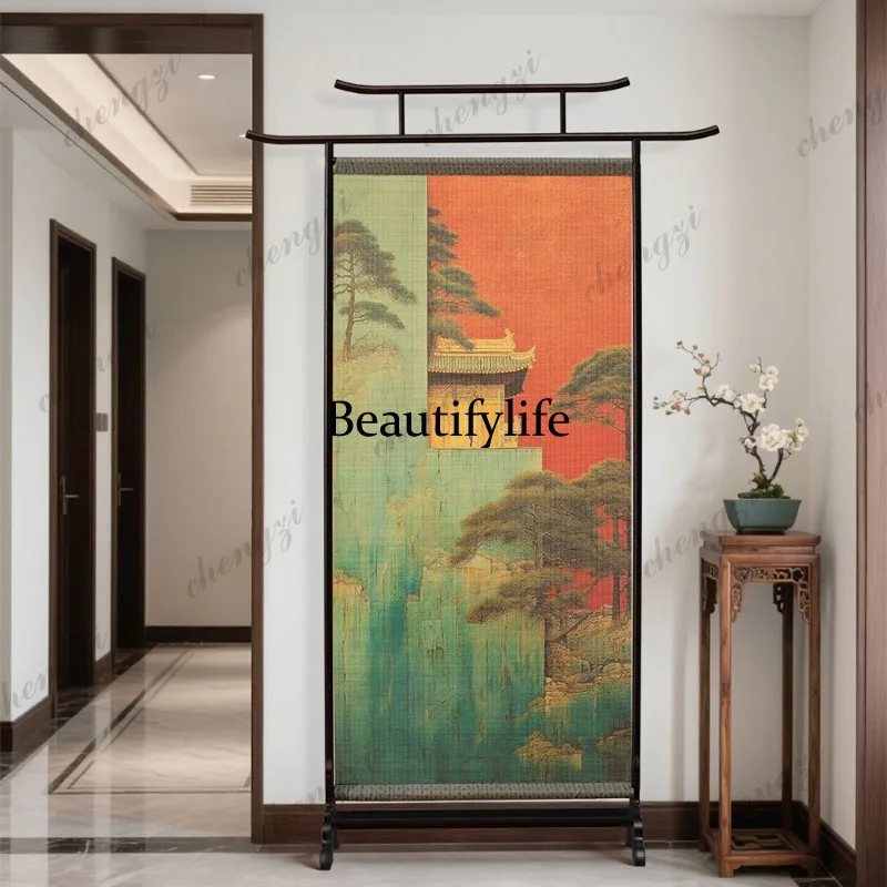 New Chinese-style screen partition study tea room background decoration seat screen can be moved home blocking feng shui