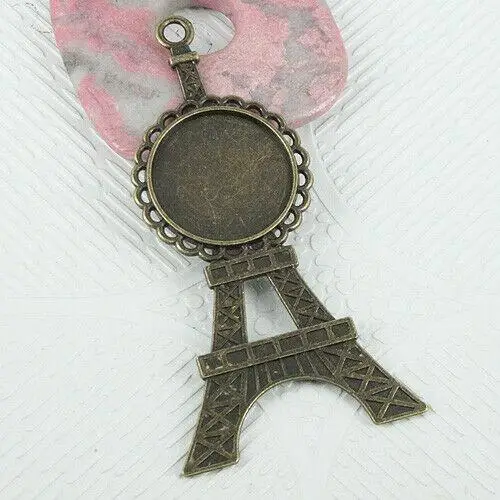 

4pcs 69*36mm INNER SIZE 20mm antiqued bronze color tower cabochon settings pendant EF0679