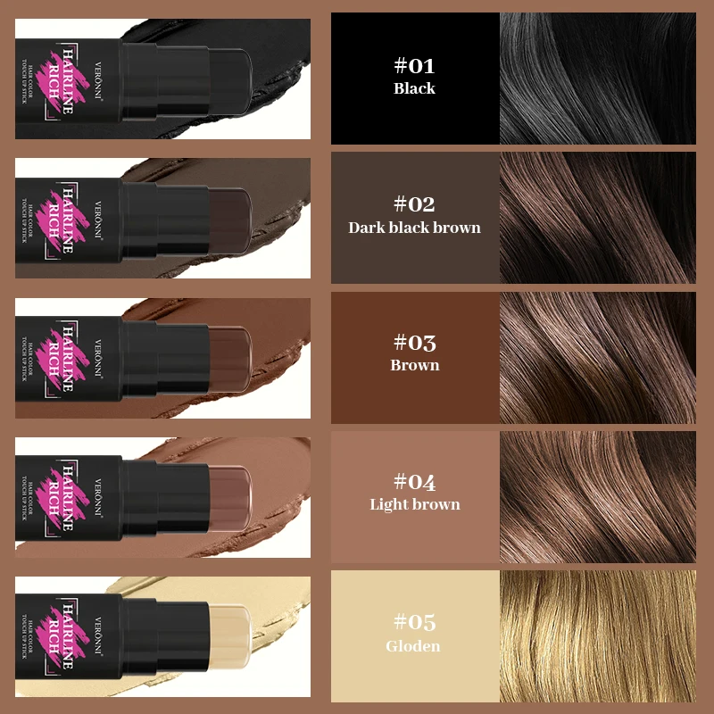 Penna per tinture temporanee per capelli 2 in 1 da 2 pezzi con testina, copre istantaneamente i capelli grigi, stick per ritocchi radice impermeabile per colore naturale