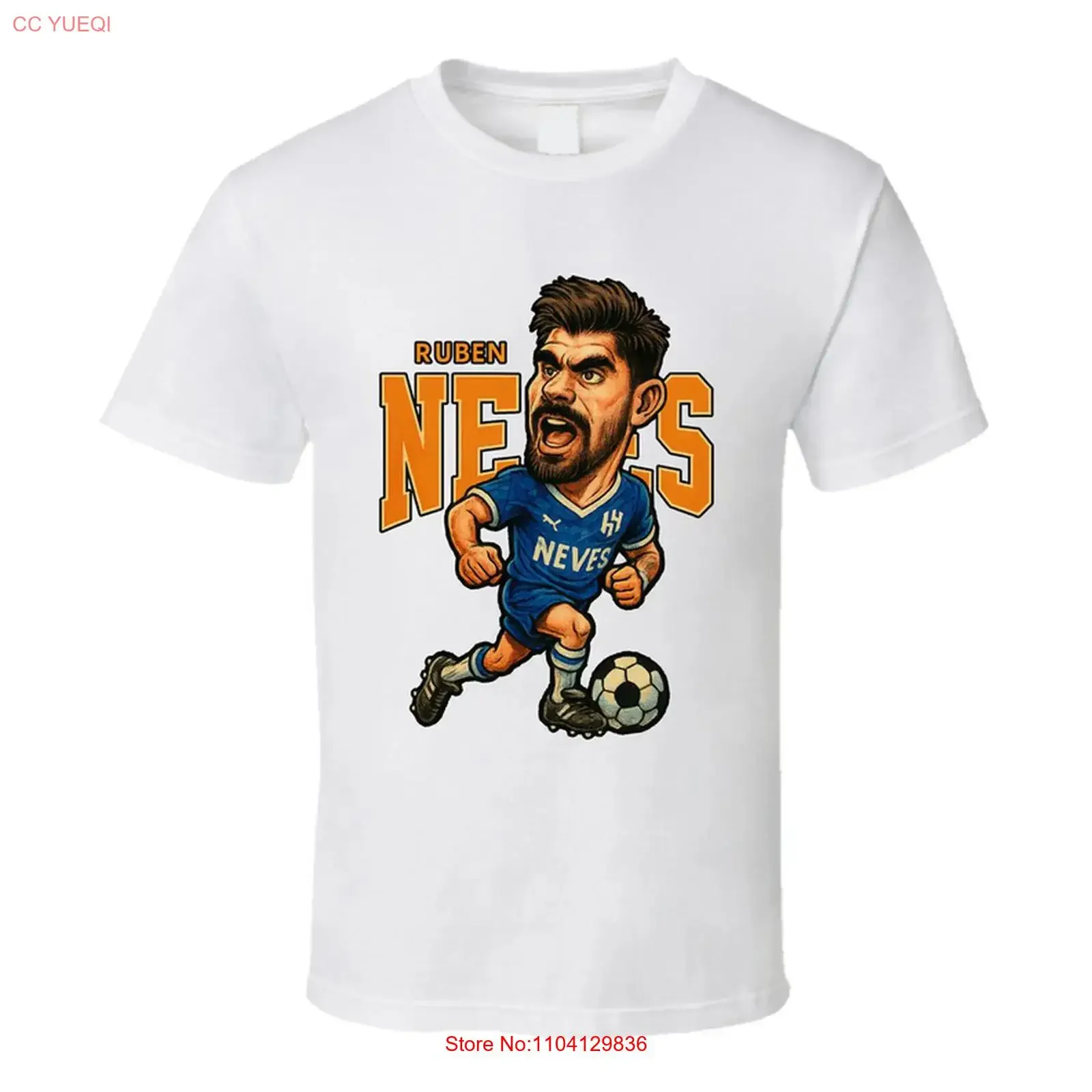Ruben Neves Caricature Fan T Shirt vintage Washed designer clothes homme Breathable Slightly Soft fashion Versatile streetwear