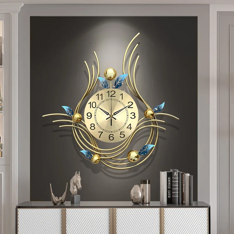 Kitchen Art Mural Wall Watch Luxury Vintage Interior Metal Wall Art Wall Clocks Fashion Nordic Digital Reloj Pared Home Decor