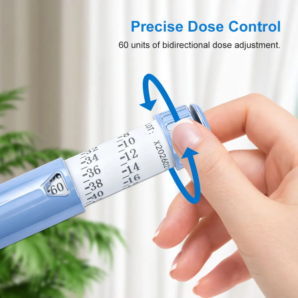 60U Peptide Injection Pen with Protective Case, Reusable V4 Pen Injector, Adjustable Dose Dial, Fits 3ml Cartridge, Clear Scale