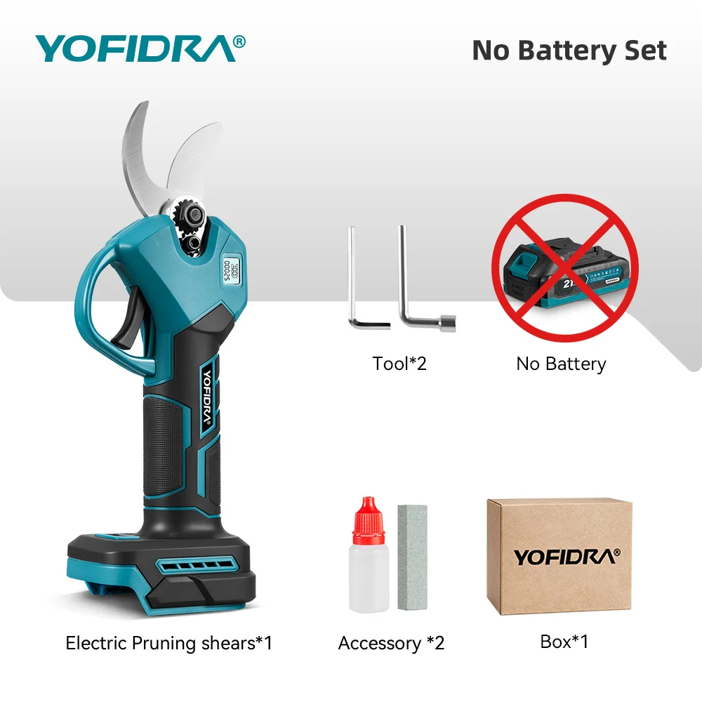 YOFIDRA Bürstenlose elektrische Schere 30MM 2-Gang Akku-Gartenschere für Obstbäume und Äste, Elektrowerkzeug für Makita 21V Akku