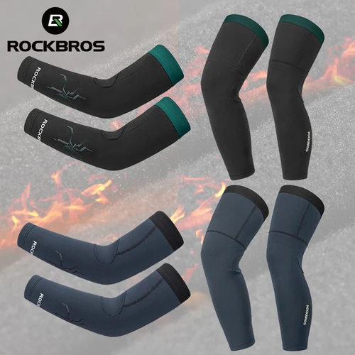 ROCKBROS Otoño Invierno calentadores de brazos conjunto de calentadores de piernas polar térmico Fitness culturismo deportes brazo protección de piernas mangas de bicicleta
