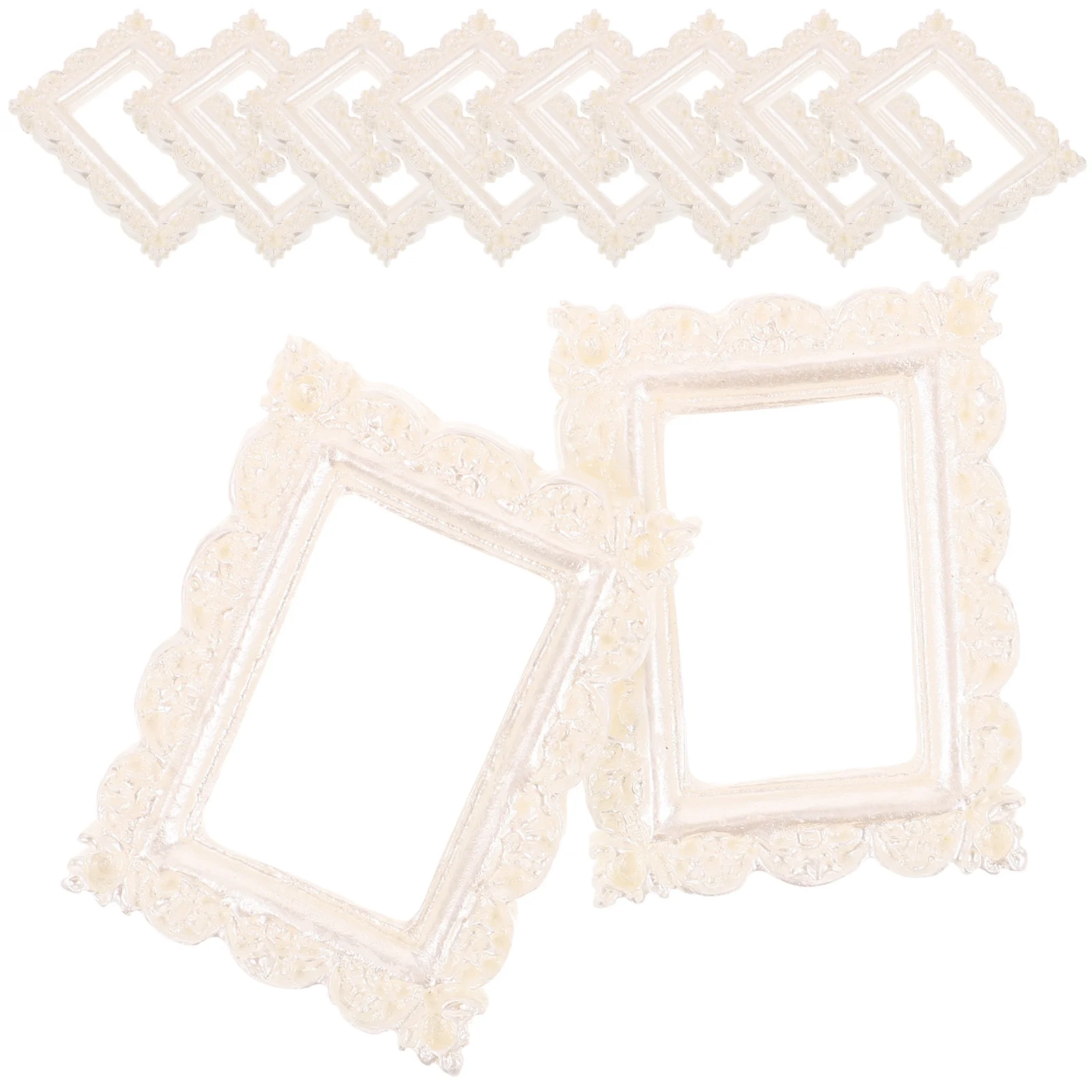 10 Pcs Collage Picture Frames Photo Ornaments Mini Vintage House Resin Simple Decoration White House Picture Frame for