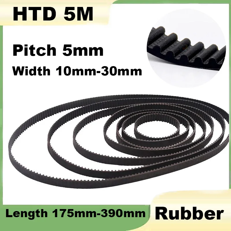 1Pcs Timing Belt HTD 5M Length 175mm-390mm Rubber Synchronous Belt Width 10 15 20 25 30mm CNC/3D Parts