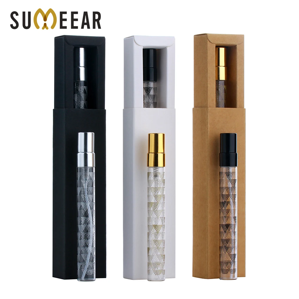 30/50pcs 10ml Perfume Bottle With Packing Box Spray Bottle Empty Cosmetics Bottle Sample Test Tube Thin Glass