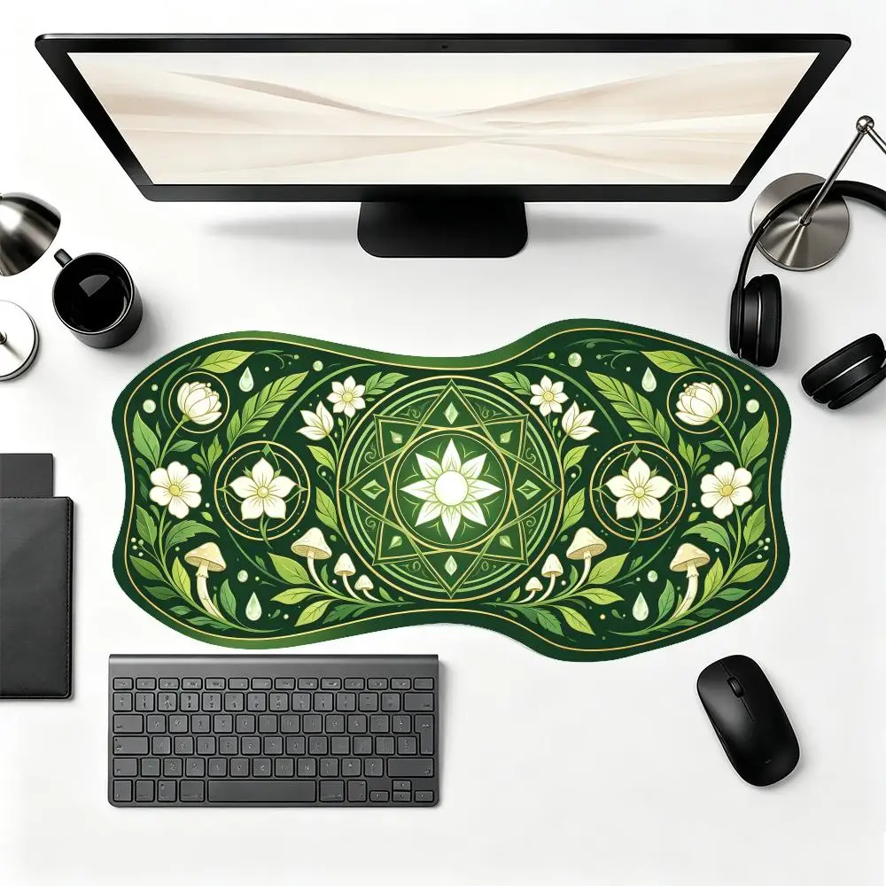 Creative Ice Blue Snowflake Rune Desk Mat Smooth Cloth Surface Special Shaped For Mystical Office