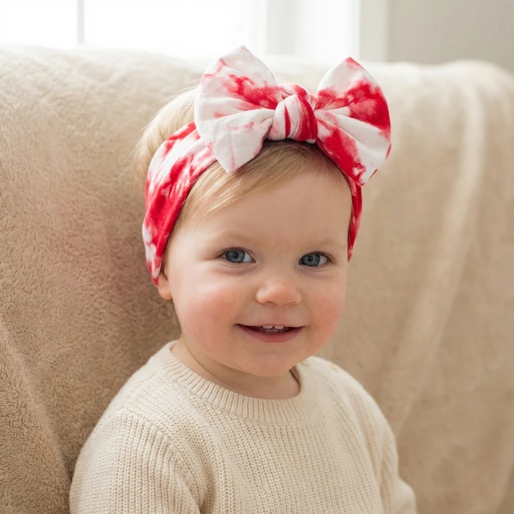 New Nylon Stretch Baby Headband Tie-Dye Bow Baby Accessory Comfortable Children's Hair Accessories
