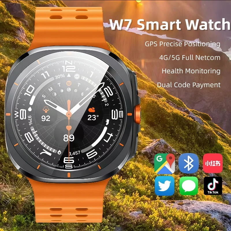 

Fashion W7 Smart Watch Ultra Amoled 466*466 HD Smartwatch BT Call Health Fitness Tracker Outdoor Sport Smart Watch For Samsung