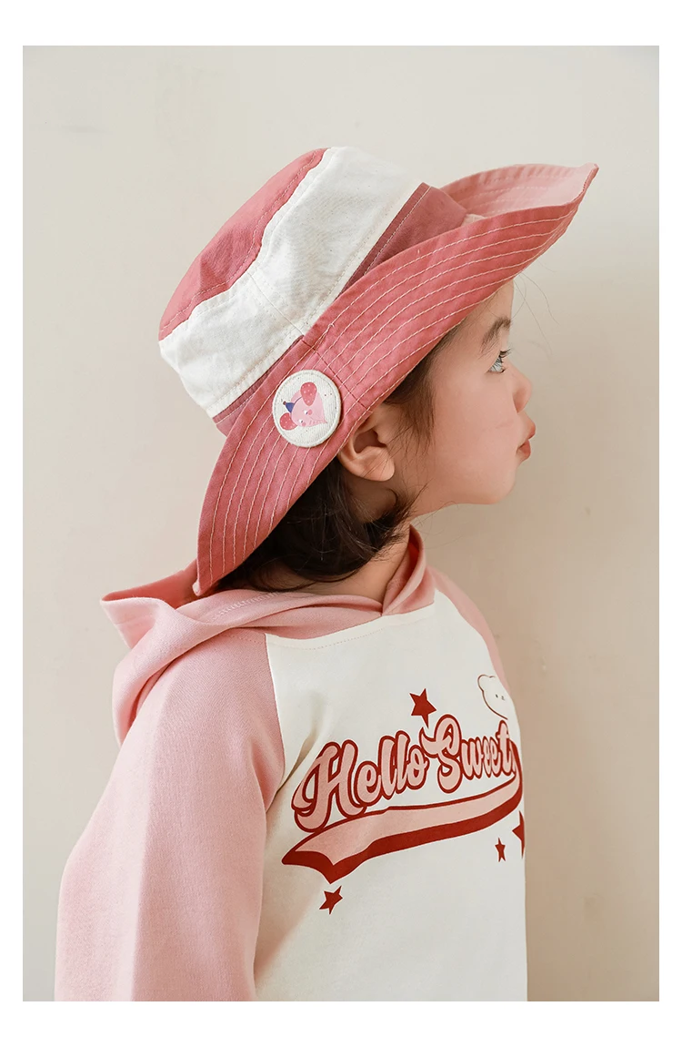 

Spring Girls New Color Blocking Outdoor Fisherman Hat