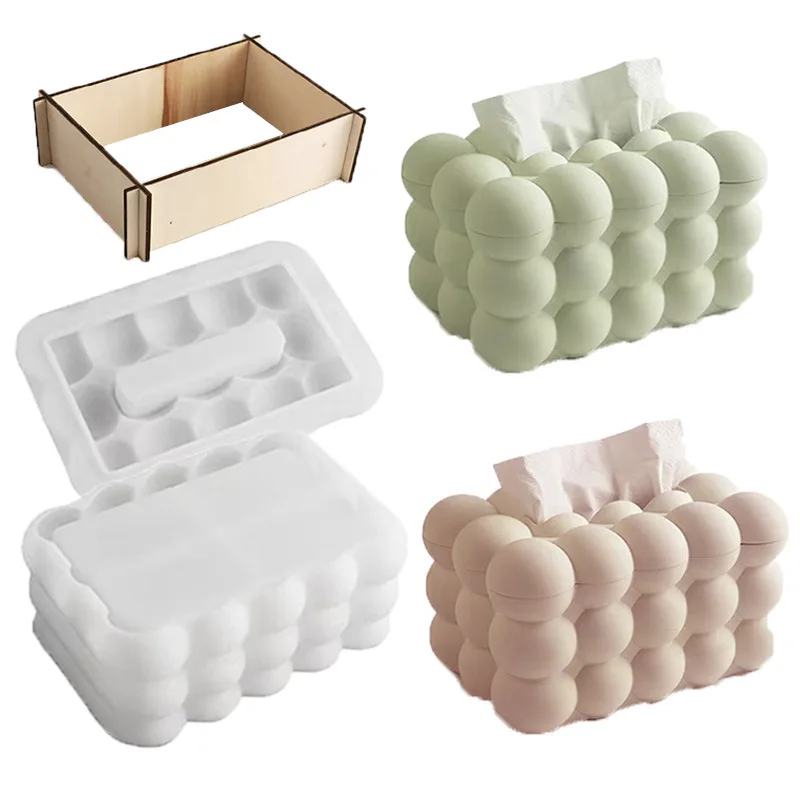 DIY Epoxy Gypsum Cement Carton Storage Mould Home Storage Bead Bubble Paper Towel Storage Box Silicone Mold