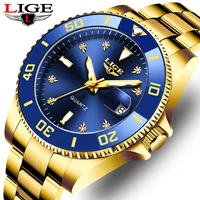Relojes LIGE a la moda para hombre, reloj luminoso de lujo con calendario para hombre, cronógrafo de negocios resistente al agua, relojes de pulsera de cuarzo de acero inoxidable