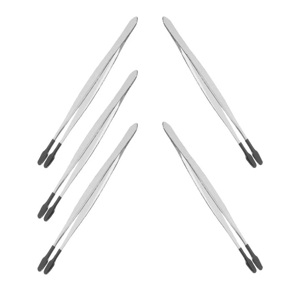 5Pcs Multi-Functional Flat Tweezers for Stamps and Crafts Stainless Steel Lash Applicator Tool Kit for on-The-Go Use