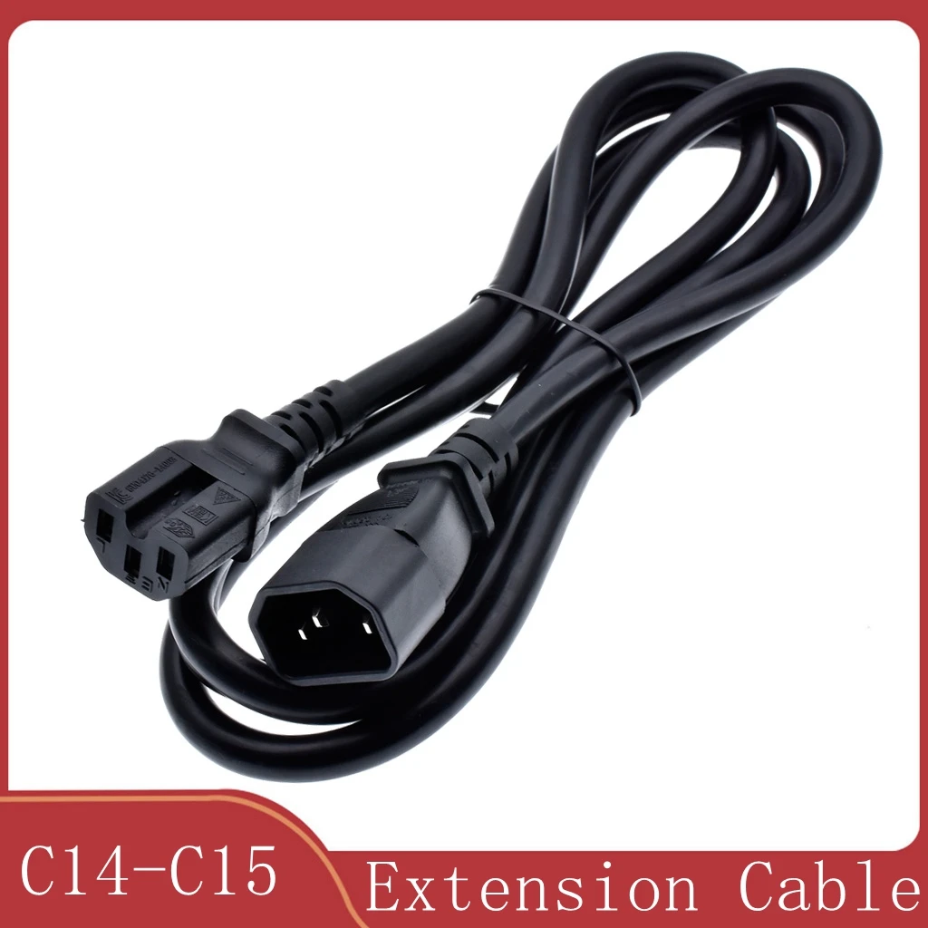 C14-C15 Extension Power Cord IEC 320 C14 To C15 PDU UPS Male To Female Power Cord Extension Cable 1.8M,6ft