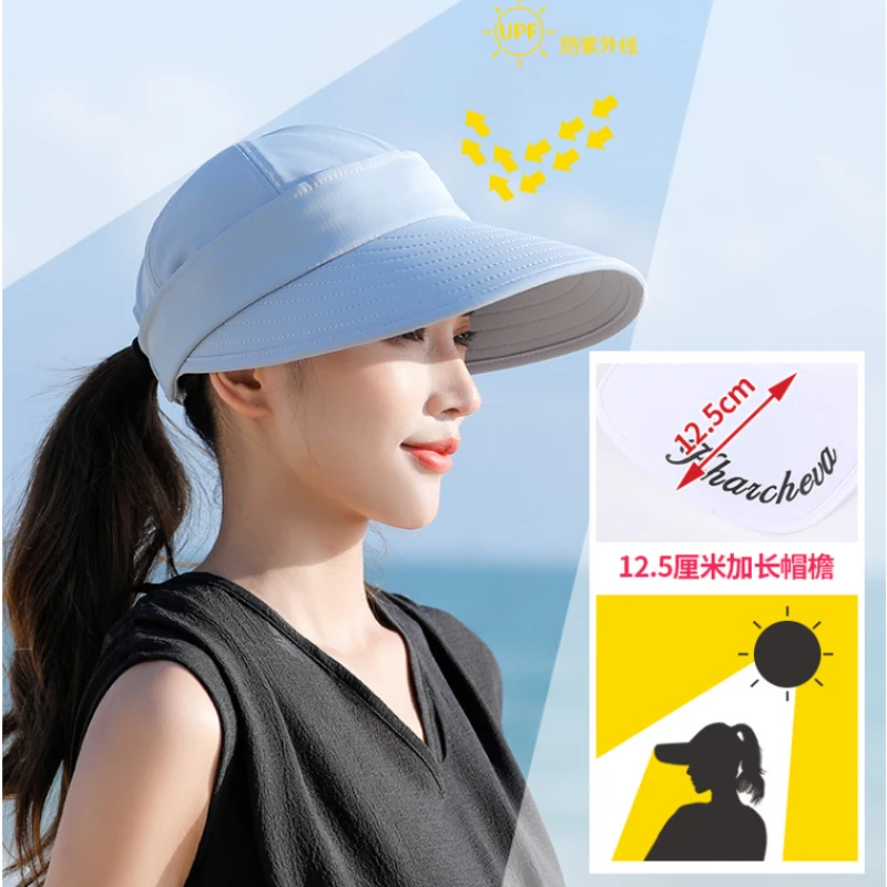 Chapeau de protection UV pour femmes, pare-soleil d'été pliable à large bord, visière de plage, casquette de baseball sportive