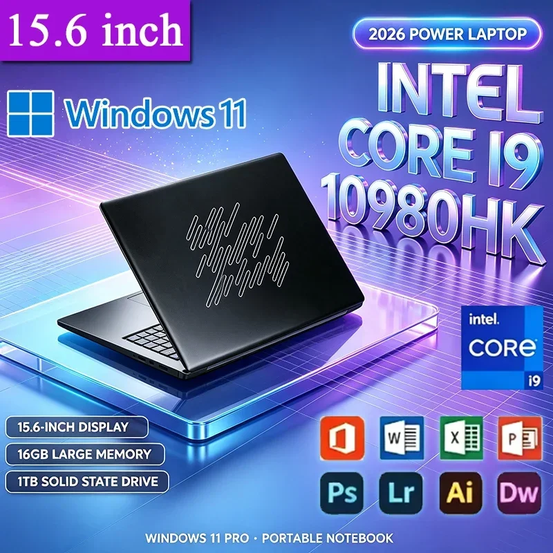 15.6inch Potrable Laptop Intel Core I9 10980HK Computer Windows 11 Pro Gaming Laptops 16GB RAM 4K 1TB 2TB SSD Notebook PC