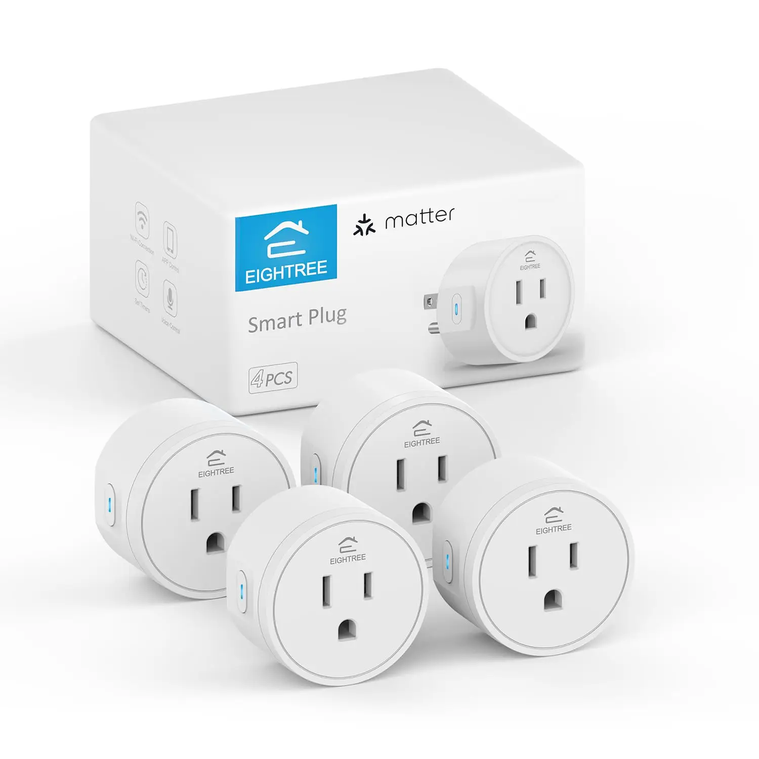

Умная розетка Matter с поддержкой HomeKit, Alexa, Siri и Google Home, дистанционное управление, таймер и планирование для умного дома