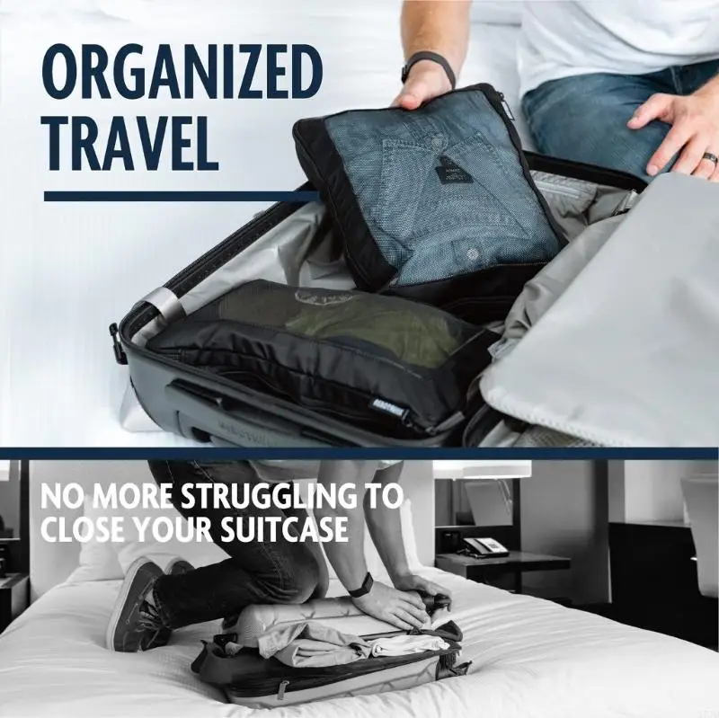 6 Pack Durable Clothes Packing Cubes Made Of Sturdy Fabric For Organized Travel 37JD
