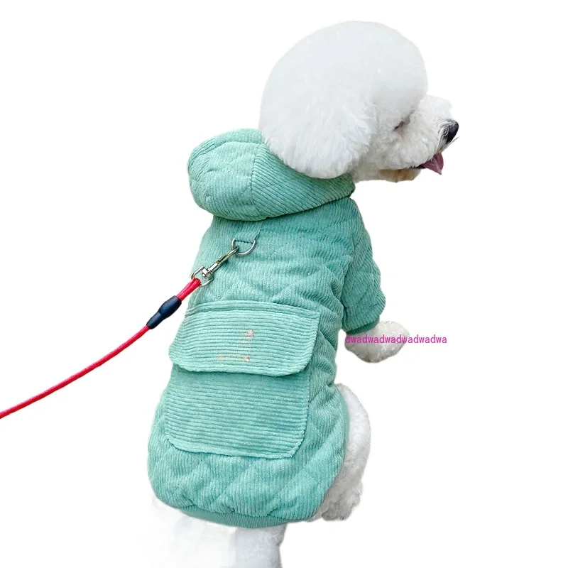 Dog clothes Winter clothing can be towed Teddy Bigbear Poodle Small dog Winter thickened warm backpack Pet cotton coat