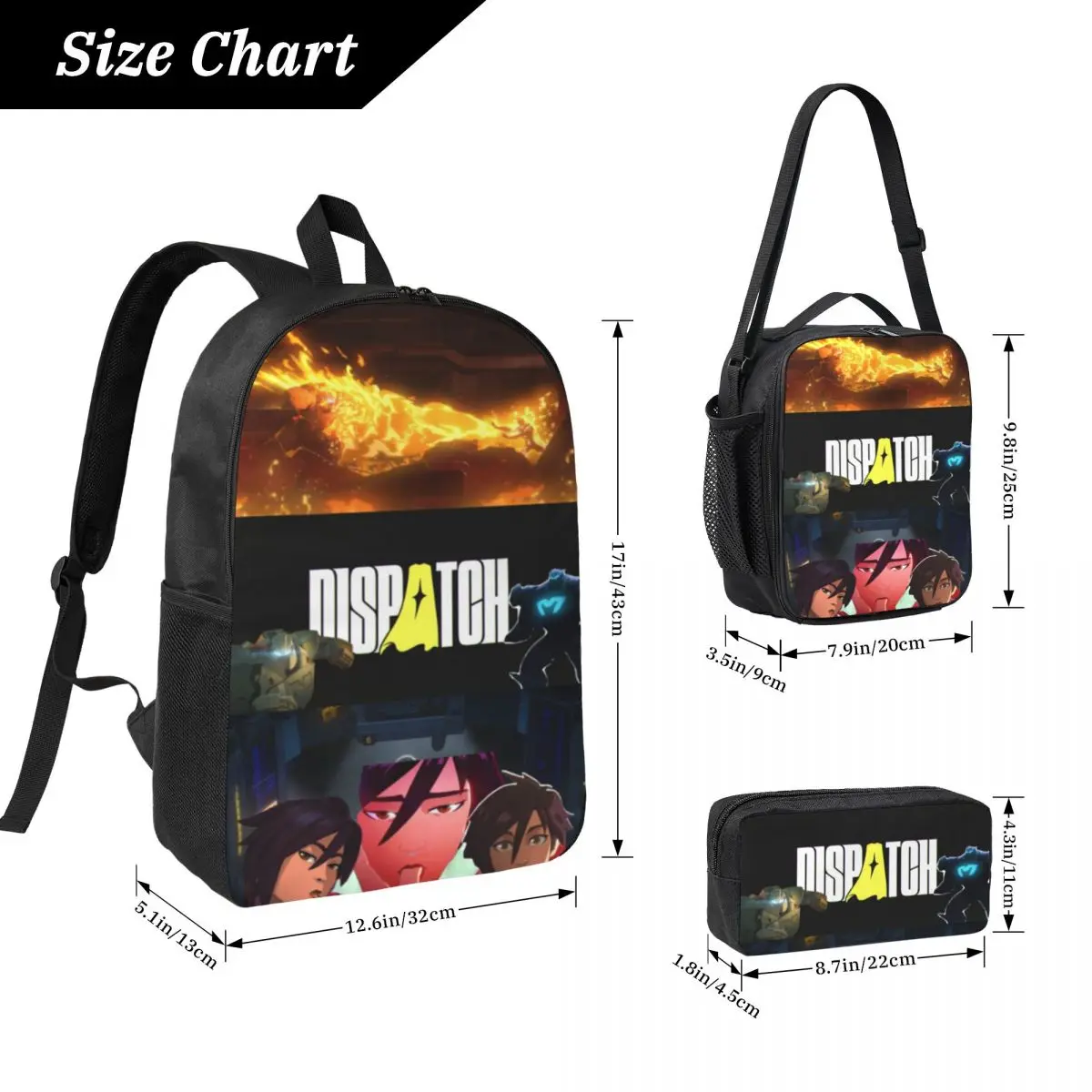 3Pcs Dispatch Game Theme Backpack Set for Girls Boys Pen Bags Bookbag Sets with Lunch Box For Primary School Students Daypack