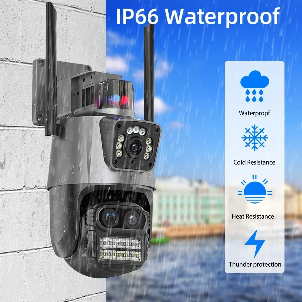 12mp 6k ptz ip kamera 8x zoom drei objektive auto human tracking cctv kamera smart home outdoor wifi überwachungs kamera icsee app