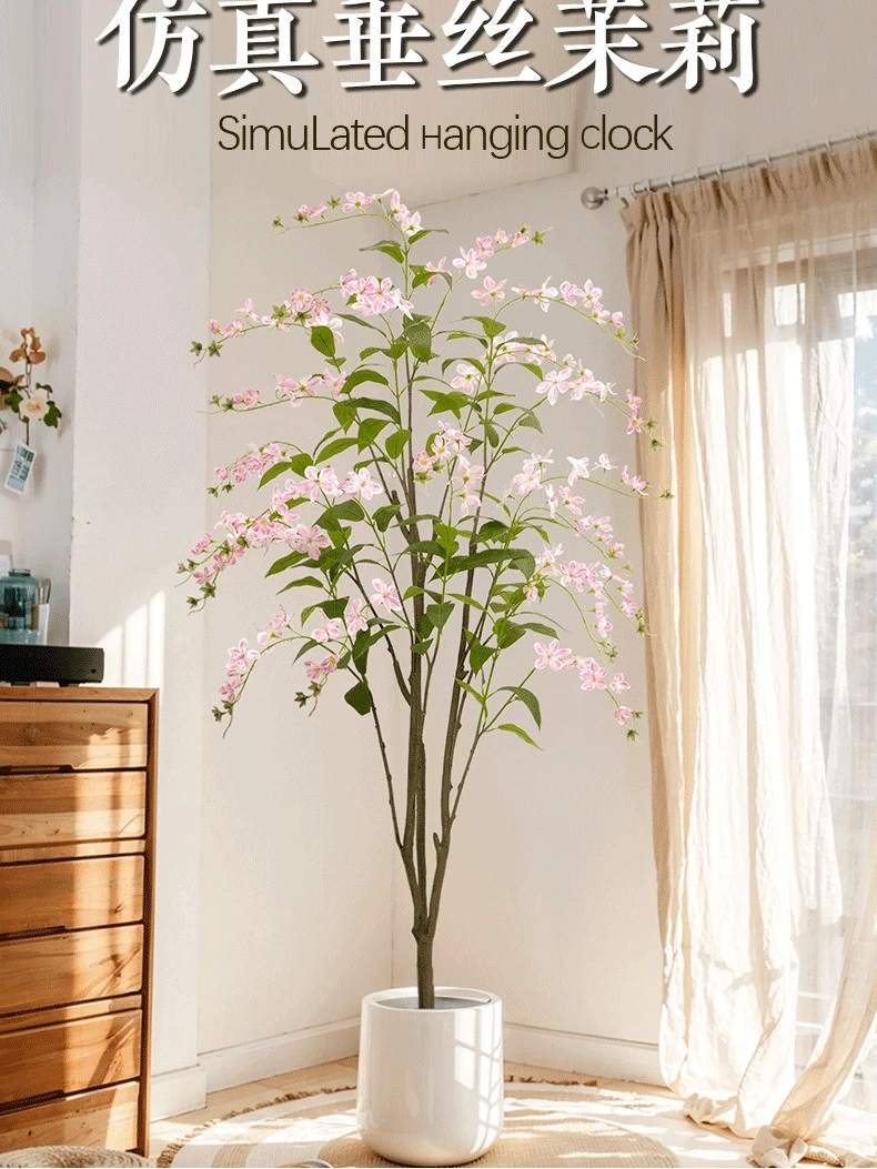 

Indoor home simulation green plant weeping jasmine potted bed and breakfast hotel floor decoration plant fake tree ornaments