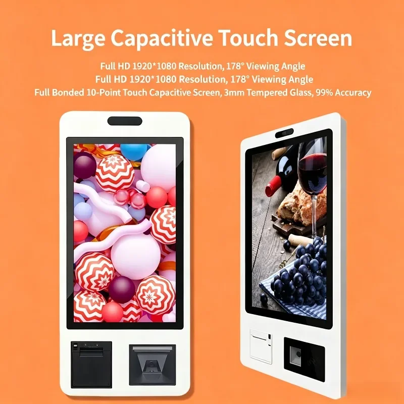 21.5/32 Inch Touch Screen Self Service Order Kiosk, All-in-One POS Terminal for Restaurant & Supermarket Checkout