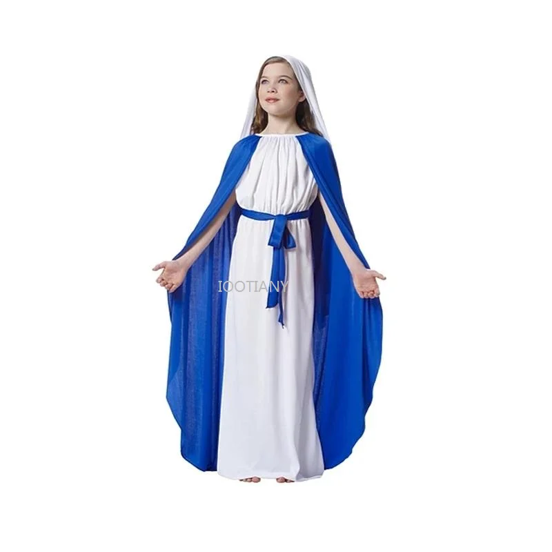 Nieuwe Jongen Jezus En Meisje Maagd Mary Religieuze Outfit Romeins Grieks Meisje Nun Party Cosplay Kostuum Kid Halloween Verkleedpartij