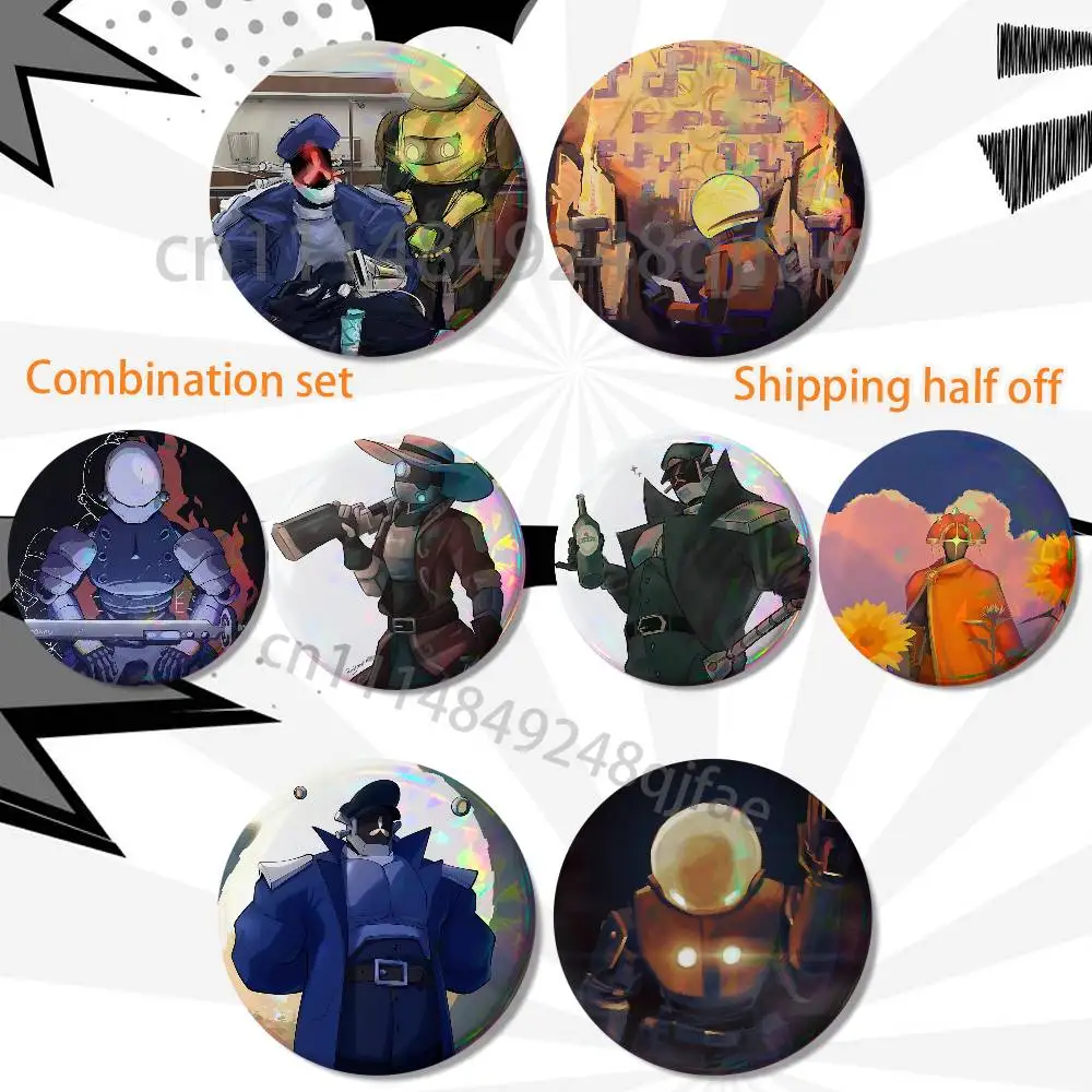 Mercenary Bandit Mercenary Risk of Rain 2 piece set Badges On Backpack Jacket Round Brooches Acrylic Button Pins Collection