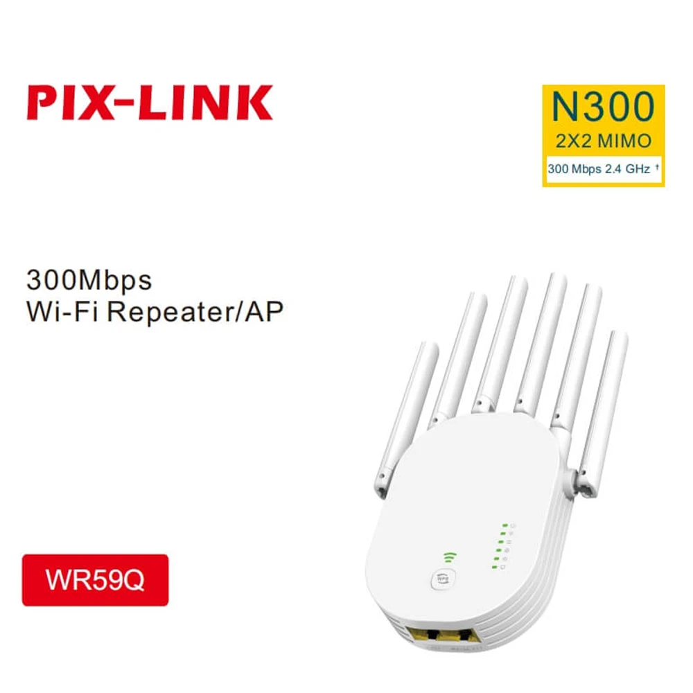 Mini Wifi Repeater  Wi-Fi Range Amplifier Extender Router with Ethernet Port Home Signal Booster For Home Office PIX-LINK WR59Q