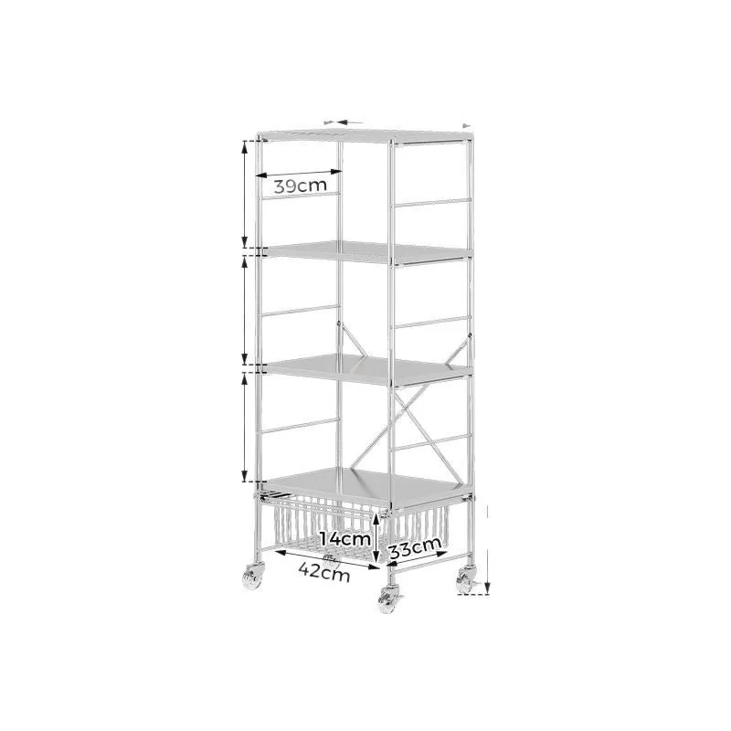 Stainless steel kitchen rack floor-to-ceiling multi-layer storage rack