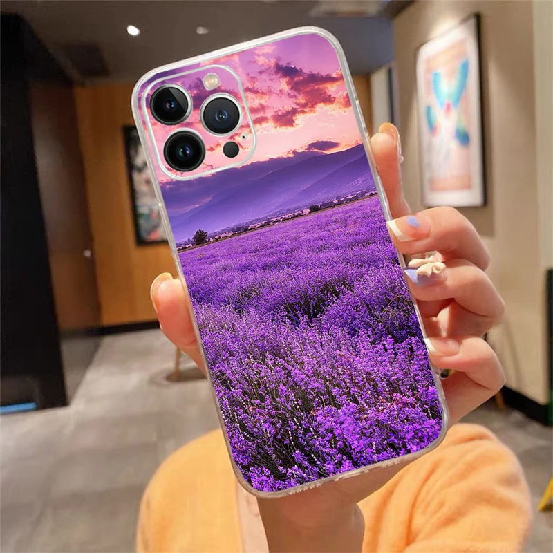 

Lavender Purple Flower Phone Case For iphone 17 Pro Max Air 16 15 14 13 Pro Max 15 16 Pro 15Plus