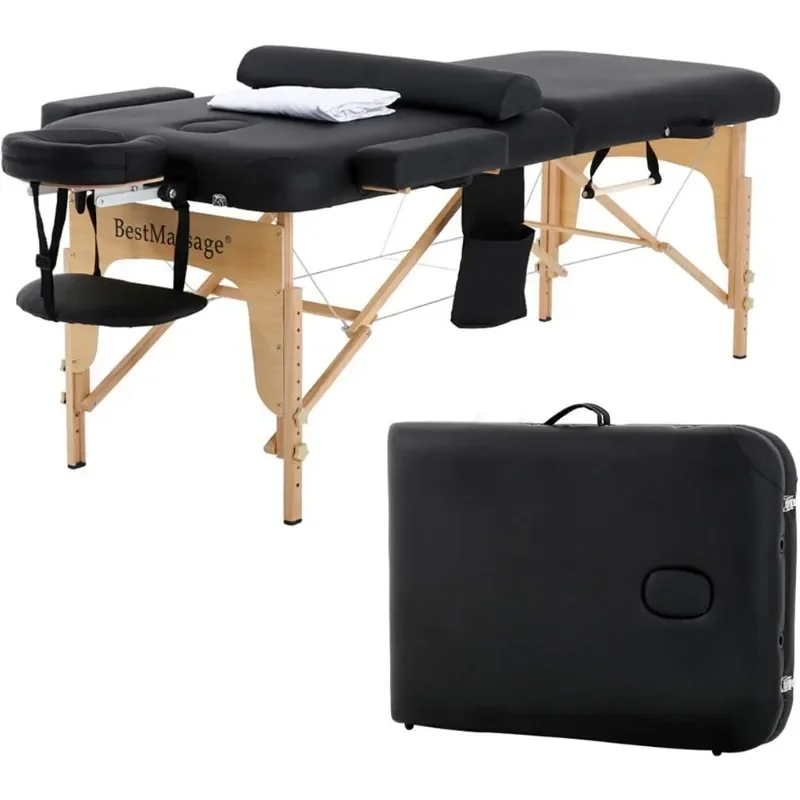 Massage Table Massage Bed Spa Bed Height Adjustable Portable Massage Table 73”L 28”W 2 Fold with Free Head Rest